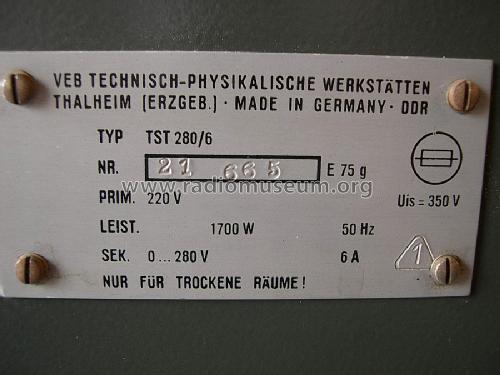 Stelltrafo TST280/6; Technisch- (ID = 243369) Equipment
