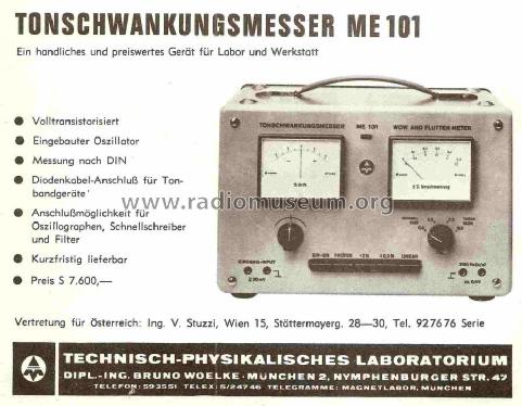 Tonschwankungsmesser ME101; Technisch (ID = 745176) Equipment