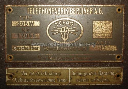 305W; Tefag; Telephon (ID = 2820868) Radio