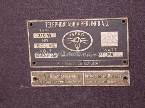 310W; Tefag; Telephon (ID = 345940) Radio