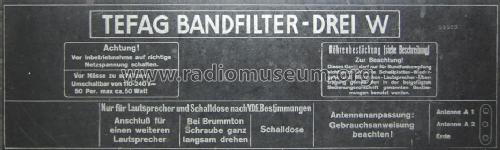 Bandfilter- Drei W; Tefag; Telephon (ID = 1904253) Radio