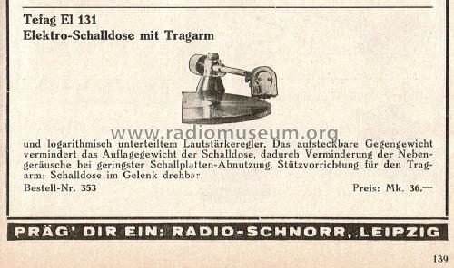 Elektro-Schalldose mit Tragarm El 131; Tefag; Telephon (ID = 2610436) Microphone/PU