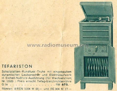 Tefariston W; Tefag; Telephon (ID = 1907395) Radio