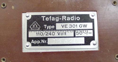 Volksempfänger VE301GW; Tefag; Telephon (ID = 1353460) Radio