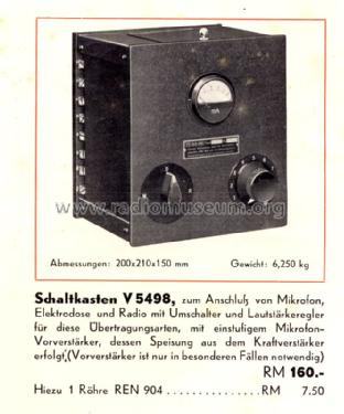 Schaltkasten f. Kraftverstärker V5498; TeKaDe TKD, (ID = 1133328) Ampl/Mixer