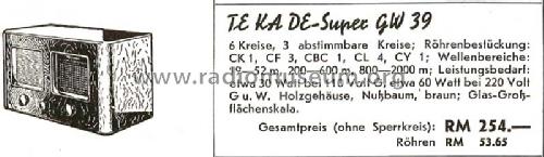 Super GW39; TeKaDe TKD, (ID = 1390647) Radio