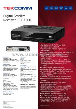 Digital Satellite Receiver TCT 1500; Tekcomm; where? (ID = 2584377) DIG/SAT