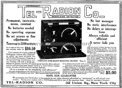 Ever-Ready Receiving Station Type A; Tel-Radion Co.; New (ID = 1031567) Crystal