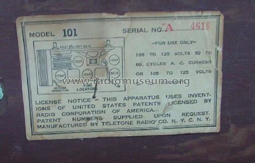 101 Ch= A early; Tele-Tone Radio Corp (ID = 1754538) Radio