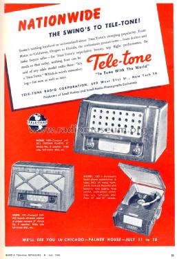 133 Ch= CA; Tele-Tone Radio Corp (ID = 1128550) Radio