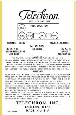 Musalarm 8H67 ; Telechron, Inc.; (ID = 2932357) Radio
