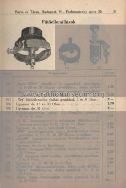 Filament Rheostat ; Telefongyar, Terta (ID = 2220024) Radio part