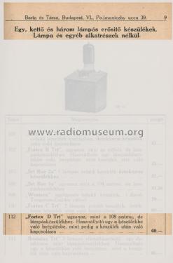 Fortex D / Zweiröhren Niederfrequenz Verstärker ; Telefongyar, Terta (ID = 2219850) Ampl/Mixer