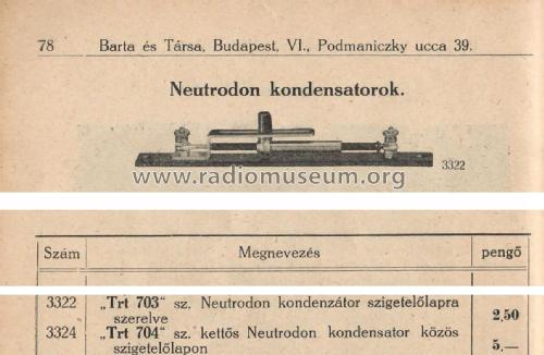 Neutrodon kondenzátor 703; Telefongyar, Terta (ID = 2223057) Kit