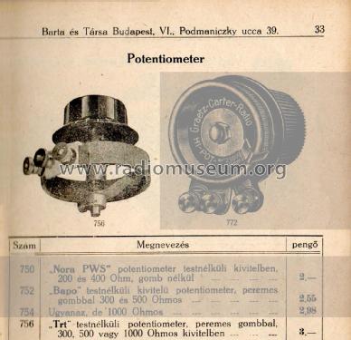 Potentiometer ; Telefongyar, Terta (ID = 2220062) Radio part