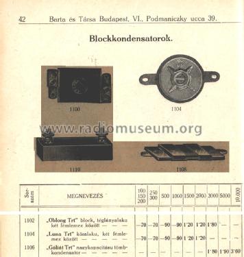 Tömb kondenzátor / Block Capacitor Luna 1000 cm / pF; Telefongyar, Terta (ID = 2220151) Radio part