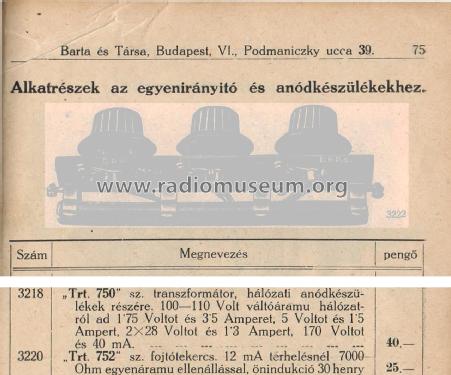 Transzformátor 750; Telefongyar, Terta (ID = 2220503) Strom-V