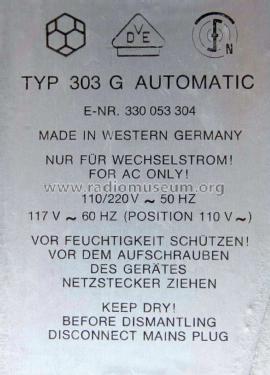 303G Automatic; Telefunken (ID = 2283001) Reg-Riprod