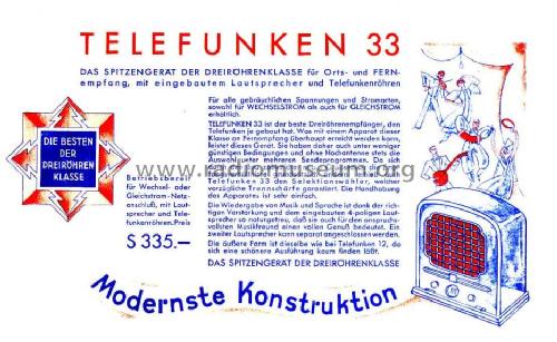 33WL T33WL ; Telefunken (ID = 112048) Radio