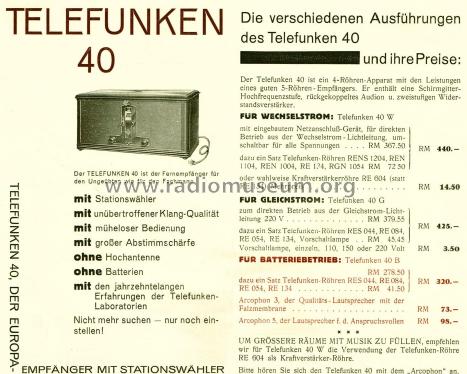 40B; Telefunken (ID = 1809726) Radio