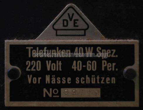 40W Spez. T40W; Telefunken (ID = 2196876) Radio