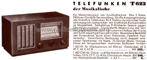 623GW ; Telefunken (ID = 2653127) Radio