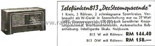 813W ; Telefunken (ID = 1390667) Radio