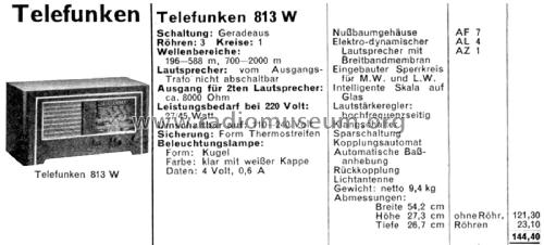 813W ; Telefunken (ID = 2653637) Radio