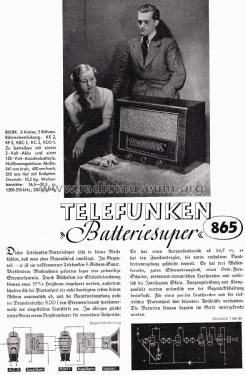 865BK ; Telefunken (ID = 2777986) Radio