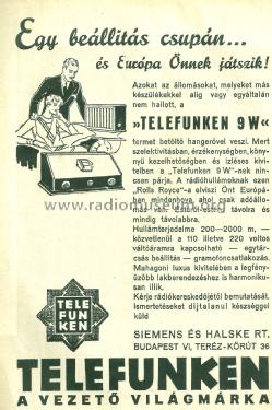 9W ; Telefunken (ID = 1905279) Radio