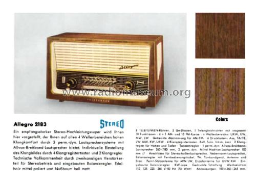 Allegro 2183; Telefunken (ID = 1075552) Radio