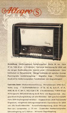 Allegro S; Telefunken (ID = 1565784) Radio