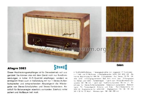 Allegro-Stereo 2082; Telefunken (ID = 1075549) Radio