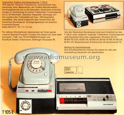 Anrufbeantworter T105E; Telefunken (ID = 2104347) Telephony