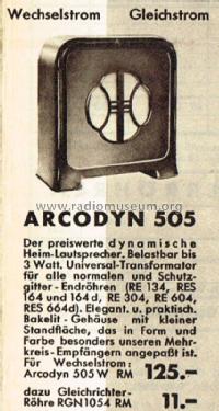 Arcodyn 505WT ; Telefunken (ID = 1548437) Speaker-P