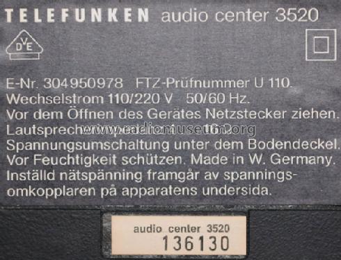 Audio Center 3520; Telefunken (ID = 1181902) Radio