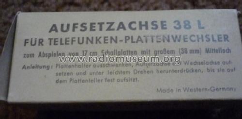 Aufsetz Achse - Adapter Spindle 38 L; Telefunken (ID = 1742123) Misc