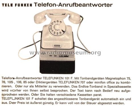 Automatischer Telefonanrufbeantworter T101F; Telefunken (ID = 2179440) Telefonie