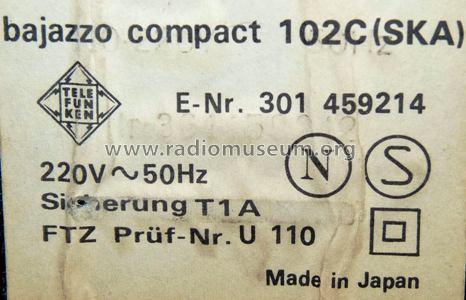 Bajazzo compact 102C; Telefunken (ID = 722147) Radio