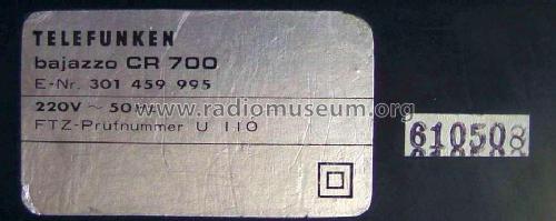 Bajazzo CR700; Telefunken (ID = 1870319) Radio