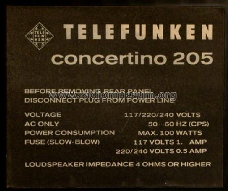 Concertino hifi 205; Telefunken (ID = 445835) Radio