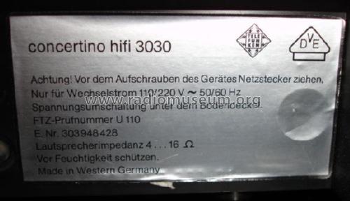 Concertino HiFi 3030; Telefunken (ID = 478529) Radio