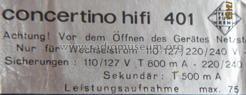 Concertino HiFi 401; Telefunken (ID = 1339300) Radio