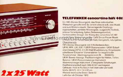 Concertino HiFi 401; Telefunken (ID = 760462) Radio