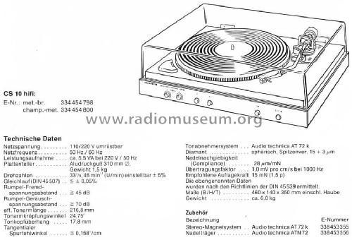 CS 10 hifi; Telefunken (ID = 1750673) R-Player