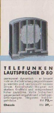 D80; Telefunken (ID = 1846189) Altavoz-Au