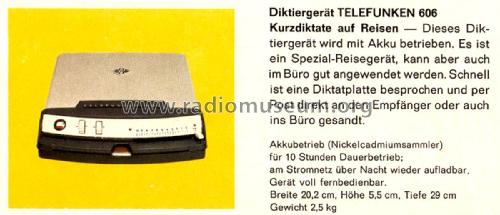 Diktiergerät 606; Telefunken (ID = 2179486) Sonido-V