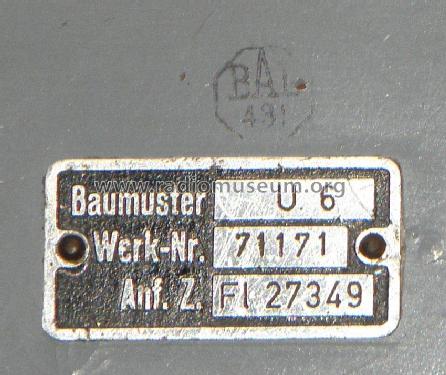 Empfänger-Umformer U6 Anf. Z. Fl 27349; Telefunken (ID = 1883025) Power-S
