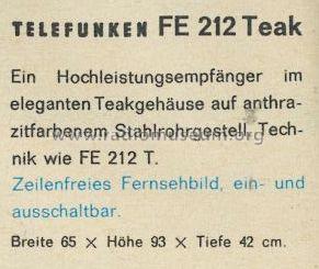 FE212T Teak; Telefunken (ID = 981425) Television
