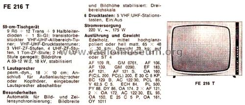 FE216T; Telefunken (ID = 2923911) Televisore